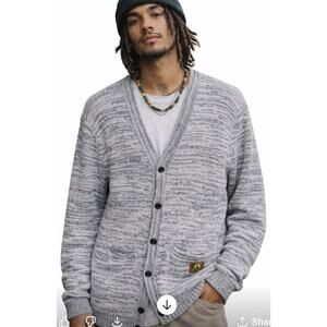 Livity International Men’s Med Button Frnt Cardigan Sweater Gray Knit Streetwear